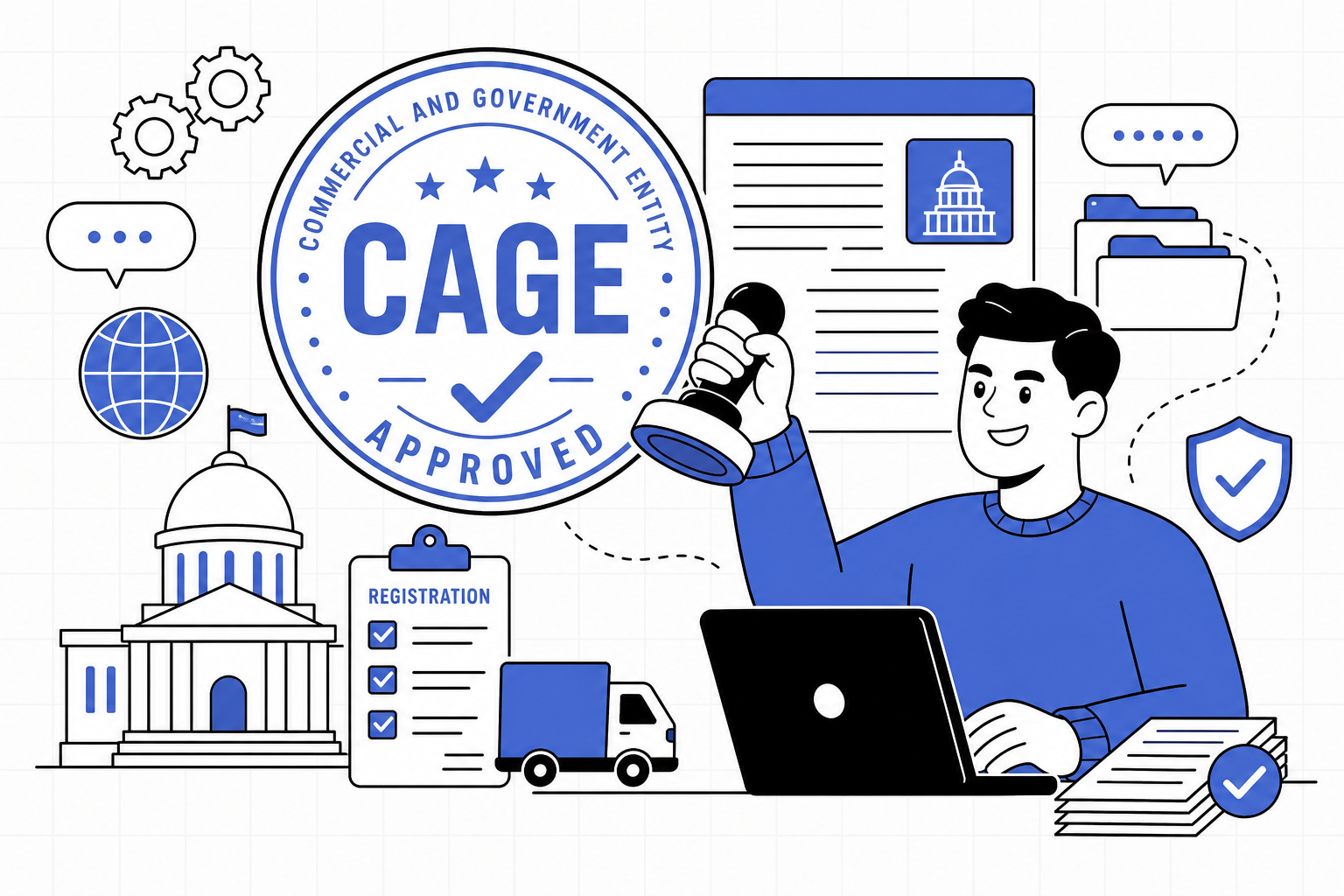 Illustration of a CAGE code approval stamp