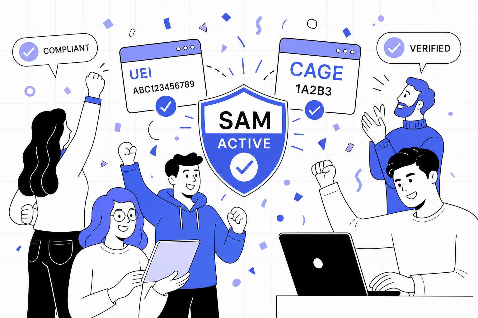 Illustration of successful SAM registration with UEI and CAGE