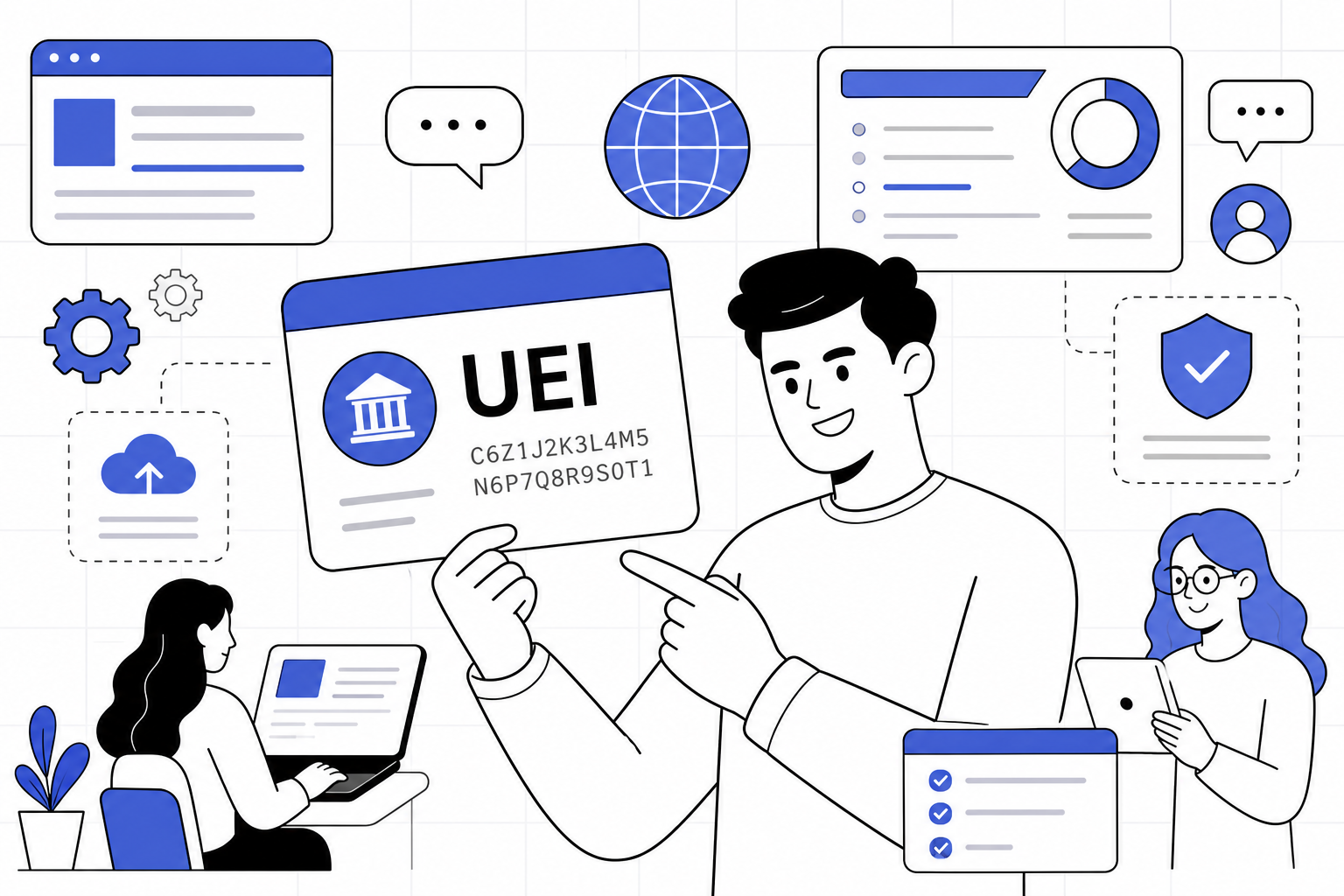 Illustration of a Unique Entity ID badge